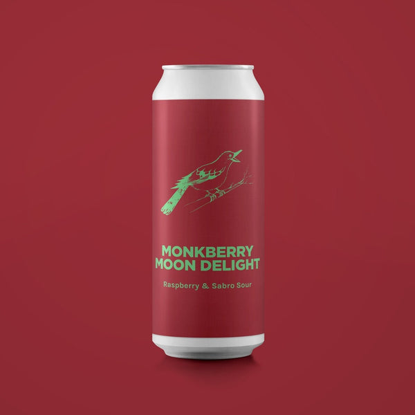 Pomona Island - Monkberry Moon Delight, Raspberry & Sabro Sour, 6.5% ABV, 440ml.  Catch up cats and kittens, don’t get left behind! A Raspberry Sour with a wisp of Sabro. It’s a Monkberry Moon Delight!