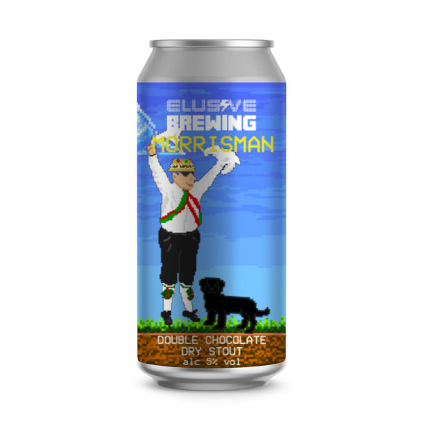 Elusive Brewing - Morrisman, Double Chocolate Dry Stout, 5.0% ABV, 440ml.   Chocolate, chocolate and more chocolate is the order of the day here - used at every stage of the brewing process. This is our most award-winning beer! Dry in the finish and layered with vanilla.
