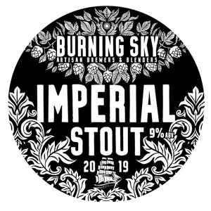 Burning Sky - Imperial Stout Barrel Aged, 9% ABV, 750 ml bottle.  Ageing in oak vats for 18 months our Imperial Stout has slept the sleep of the Just. Big vinous aromas meld with oak and dark berries on the nose. A careful blend of speciality malts create a luxuriantly smooth texture and rich chocolate flavours in the mouth. Warming without being too boozy, we hope you enjoy this decadent beer.
