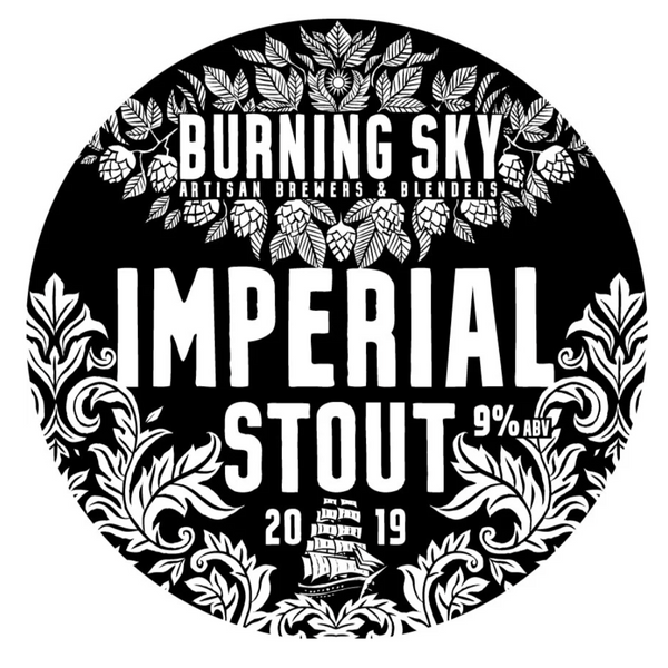Burning Sky - Imperial Stout Barrel Aged, 9% ABV, 750 ml bottle.  Ageing in oak vats for 18 months our Imperial Stout has slept the sleep of the Just. Big vinous aromas meld with oak and dark berries on the nose. A careful blend of speciality malts create a luxuriantly smooth texture and rich chocolate flavours in the mouth. Warming without being too boozy, we hope you enjoy this decadent beer.