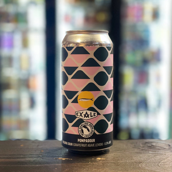 Howling Hops x Exale Brewing - Pompadour, Paloma Sour with Grapefruit, Agave & Lemon, 6% ABV, 440ml.  This sour beer, brewed with Exale Brewing and mixologist maestro Roy Varty from Room For Fishes, is a juicy riff on the Paloma cocktail. Additions of Grapefruit, Lemon, Pineapple, Pink Peppercorns, Salt and Coriander give this high-powered sour a tropical twang.