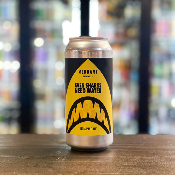 Verdant - Even Sharks Need Water, IPA, 6.5% ABV, 440ml.  We put together an A-Team of Citra and Galaxy with our super fruity house yeast strain to make a classic New England IPA – just a hint of bitterness, and a balance of sharper citrus fruits to stop the tropical aroma from being too sweet.  Malt: Extra Pale, Wheat, Caramalt, Flaked Barley, Oats Hops: Citra, Galaxy, Simcoe (or Nelson Sauvin) Yeast: London Ale III