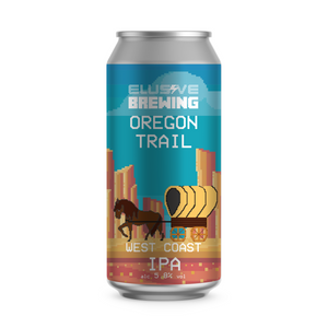 Elusive Brewing - Oregon Trail, West Coast IPA, 5.8% ABV., 440ml.  We went big on the hops here with lots of Simcoe, Chinook and Columbus for a classic take on the West Coast IPA style. We went big on bitterness too, to balance out the malt body.