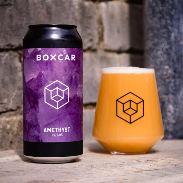 Boxcar - Amethyst, Enigma IPA, 6% ABV, 440ml.  All Enigma, all throughout the brewing process. Such a distinctive hop with delicious flavours of grapes, red currants, raspberries and a herbal back-twang.   Juicy, purple flavours. 