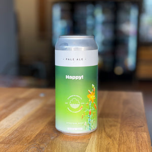 Cloudwater - Happy! | Pale Ale, 3.5% ABV, 440ml.  This modern, low-ABV Pale Ale is designed to make you want to return time and time again. Bright, fresh hop aromatics are allied with a smooth body and a finish that's dry but still lets those juicy flavours linger long on the palate.